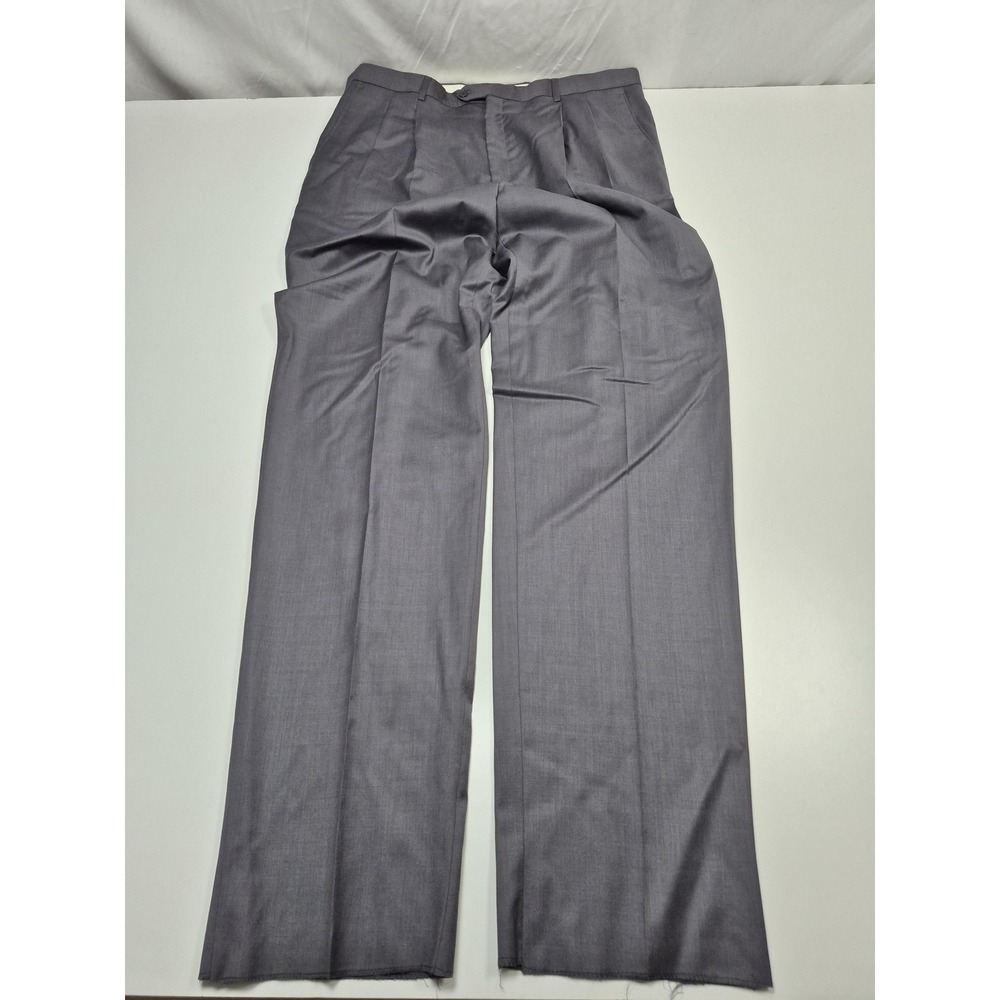 Nino Cardi Dress Pants Mens 40x36 Gray Wool Pleated Straight Italy Unhemmed